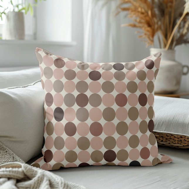 Geometrisches Muster von braunen und rosa Polka Pu Kissen (Von Creator hochgeladen)