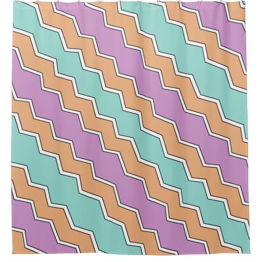 Geometrisches Muster von ZigZag Duschvorhang (Vorderseite)