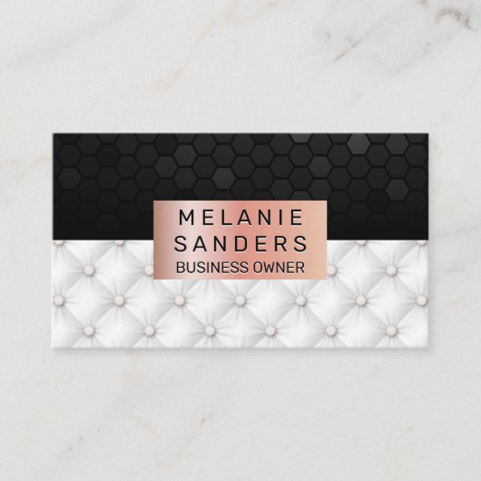 Geometrisches Muster | Weißer Upholster | Rotgold Visitenkarte (Vorderseite)
