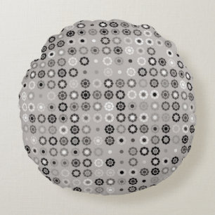 Geometrisches Musterdesign abstrakt, kunstvoll, gr Rundes Kissen