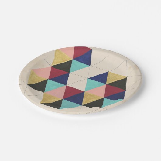 Geometrisches Musterspiel III Pappteller (Schrägansicht)