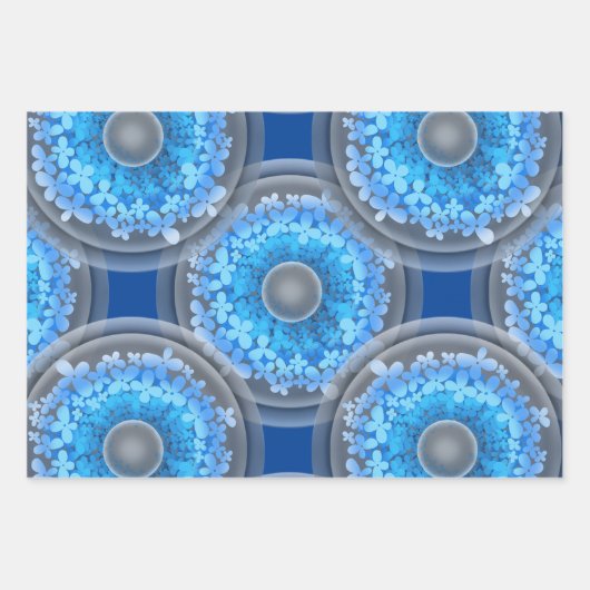 Geometrisches nahtloses Muster. Bälle und blaue Bl Geschenkpapier Set (Vorderseite 3)