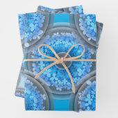 Geometrisches nahtloses Muster. Bälle und blaue Bl Geschenkpapier Set (Beispiel)