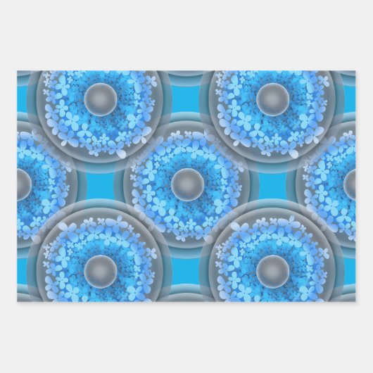 Geometrisches nahtloses Muster. Bälle und blaue Bl Geschenkpapier Set (Vorderseite)