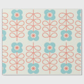 Geometrisches, nahtloses Muster mit Blumen. Nordis Geschenkpapier (Flach)