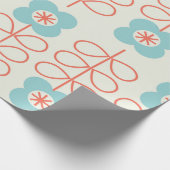 Geometrisches, nahtloses Muster mit Blumen. Nordis Geschenkpapier (Ecke)