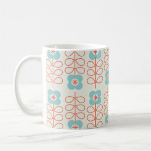 Geometrisches, nahtloses Muster mit Blumen. Nordis Kaffeetasse