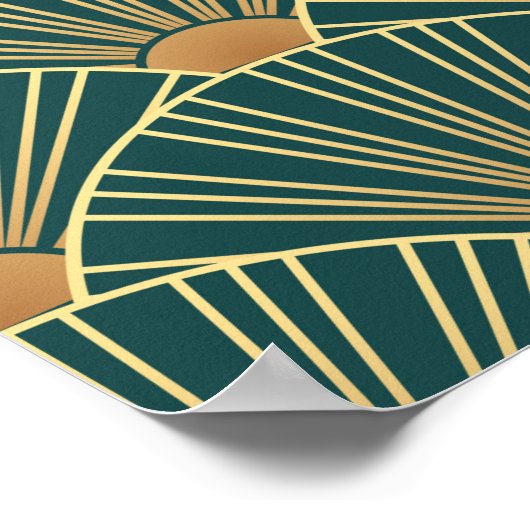 Geometrisches nahtloses Muster mit goldenen Linien Poster (Ecke)