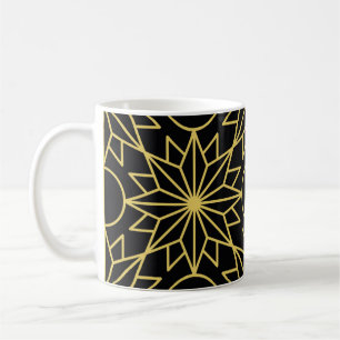 Geometrisches nahtloses Muster mit goldfarbenem Wi Kaffeetasse