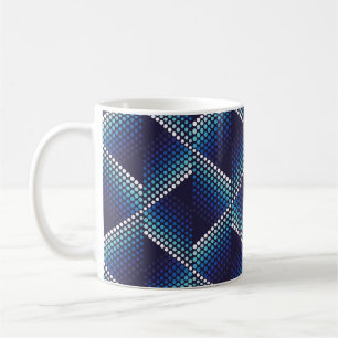 Geometrisches nahtloses Muster mit Punkten in blau Kaffeetasse