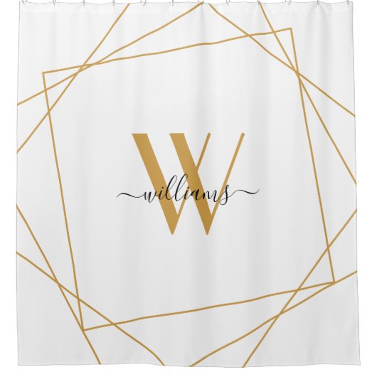 Geometrisches Namensschild für das elegante White Duschvorhang (Vorderseite)