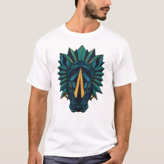 Geometrisches Nashorn In Teal Und Gold T-Shirt