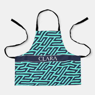 Geometrisches Navy Black Minimal Muster Schürze