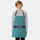 Geometrisches Navy Black Minimal Muster Schürze (Getragen)