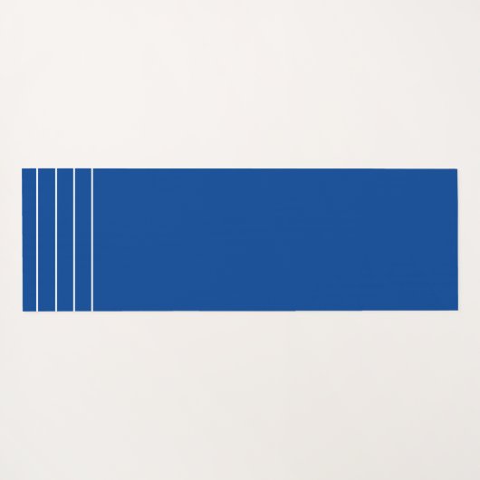 Geometrisches Navy Blau und Weiß Monogramm Yogamatte (Rückseite (Horizontal))