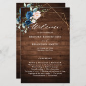 Geometrisches Navy Blue Blush Rustic Wood Gold Pro (Vorne/Hinten)