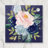 Geometrisches Navy Blue Gold Floral Brautparty Geschenkanhänger (Rückseite)