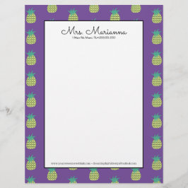 Geometrisches Neon Pineapel Sommermuster Briefbogen