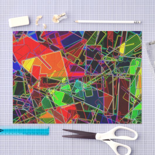 Geometrisches NeonFraktal Seidenpapier (Handwerk)