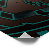Geometrisches Neonfuturistisches Extrusionsmuster Poster (Ecke)