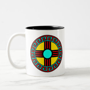 Geometrisches neues mexikanisches Sun-Symbol Zweifarbige Tasse