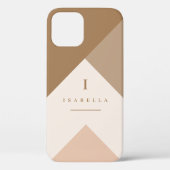 Geometrisches Neutralbraun und Tan - Monogramm - Case-Mate iPhone Hülle (Rückseite)