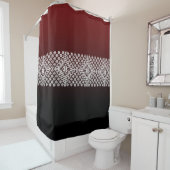 Geometrisches nordisches Muster auf Rot und Schwar Duschvorhang (Beispiel)