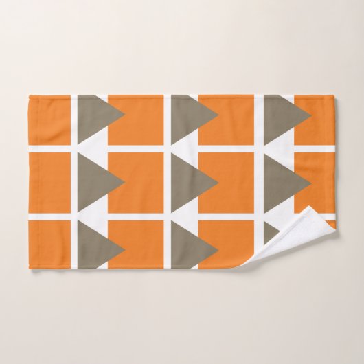 Geometrisches Orange Gray Square Triangle Badhandtuch Set (Handtuch)