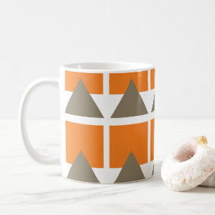 Geometrisches Orange Gray Square Triangle Kaffeetasse