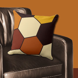 Geometrisches Orange- und Schwarz-Hexagon-Muster Kissen