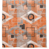 Geometrisches orangegraues Grundiermittel Duschvorhang (Vorderseite)