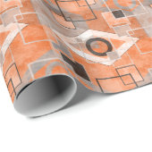 Geometrisches orangegraues Grundiermittel Geschenkpapier (Rolleneckpunkt)