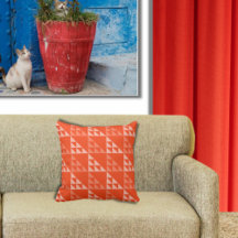 Geometrisches Orangendreieck-Muster - Drehkissenmu