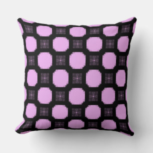 Geometrisches Ornament in Rosa und Schwarz. Kissen