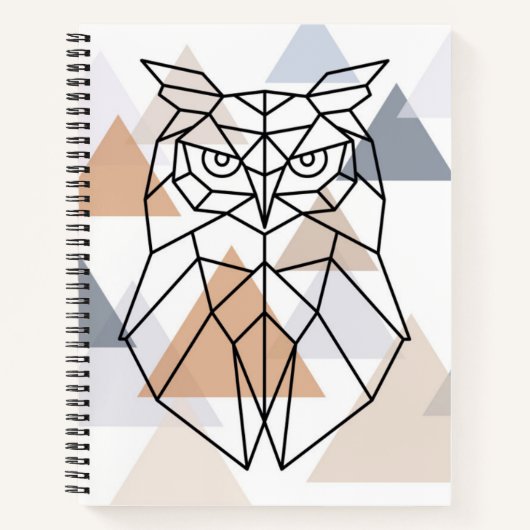 Geometrisches Owl-Design Notizblock (Vorderseite)
