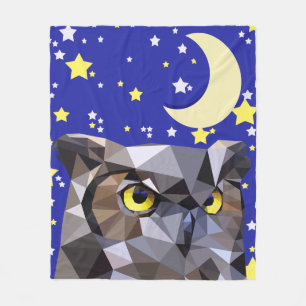 Geometrisches Owl und Sternenhimmel Fleecedecke