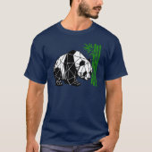 Geometrisches Panda mit grünem Bamboo T-Shirt (Vorderseite)