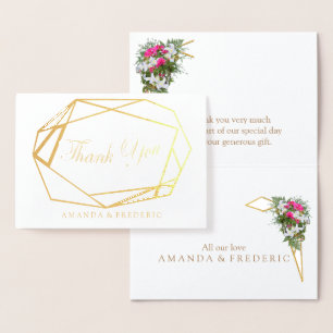 Geometrisches Papier & Blume DANKEN SIE Hochzeitka Folienkarte