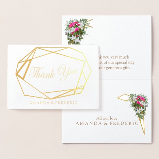 Geometrisches Papier & Blume DANKEN SIE Hochzeitka Folienkarte (Anzeige)