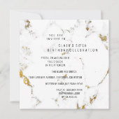 Geometrisches Party des WhiteGold Carrara-Marmors Einladung (Vorderseite)