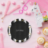 Geometrisches Party für Schwarz & Gold-Chic Pappteller (Party)