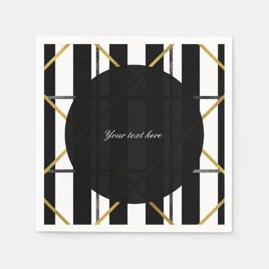 Geometrisches Party für Schwarz & Gold-Chic Serviette (Vorderseite)