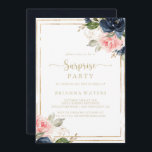 Geometrisches Party für undichte Blüten Einladung<br><div class="desc">Die geometrische Party Einladung der blumenblütigen,  goldblütigen Überraschung ist perfekt für einen rustikalen Geburtstag,  einen Ruhestand oder ein Überraschungs-Party. Das Design ist in dunkelblau,  blau,  blau,  navy,  rosa,  rot,  goldfarben und grün gestaltet und verleiht dem Raum einen geometrischen Rahmen.</div>