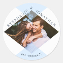 Geometrisches Pastel Blau & Weiß Modernes Hochzeit