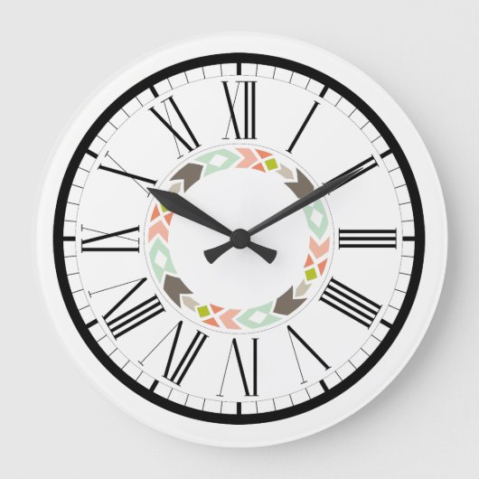 Geometrisches pastelförmiges grafisches Design Große Wanduhr (Vorderseite)