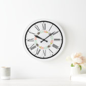 Geometrisches pastelförmiges grafisches Design Große Wanduhr (Zuhause)