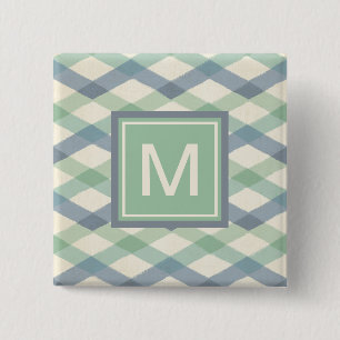 Geometrisches Pastellmuster des Monogramm-  Button