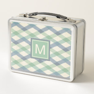 Geometrisches Pastellmuster des Monogramm-  Metall Brotdose