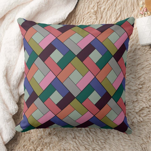 Geometrisches Patchwork kariert aus mehrfarbigem P Kissen (Decke)