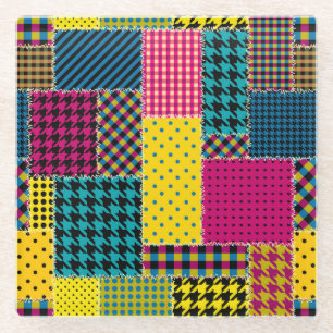 Geometrisches Patchwork: Rechteck - Nahtloser Hint Glasuntersetzer